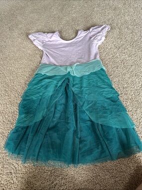 Disney Ariel Girls Pink Top Teal Layered Tulle Dress